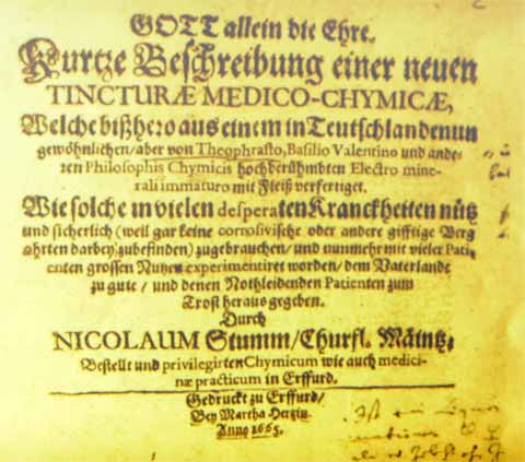 Schriftstück über ine Tinktur von Nikolaus Stumm Schriftstück über ine Tinktur von Nikolaus Stumm