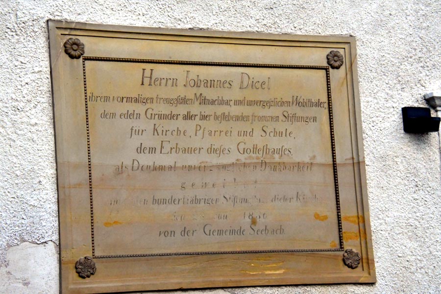 Gedenktafel Johannes Dicel, evangelisch-lutherische Kirche Seebach Gedenktafel Johannes Dicel, evangelisch-lutherische Kirche Seebach